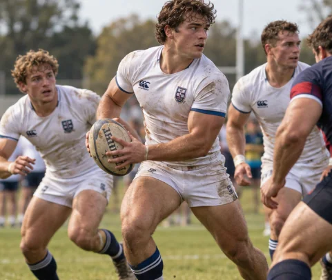 Bede University rugby players competing on the sports field